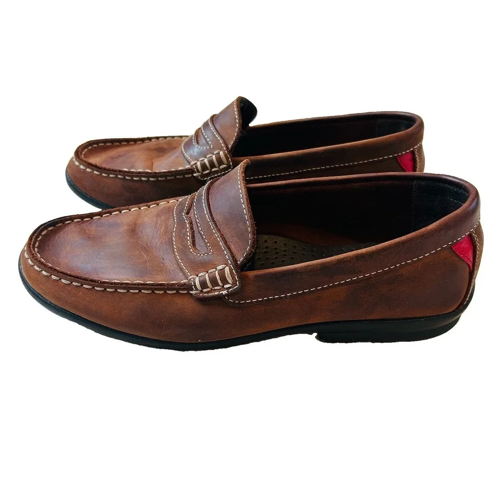 Footjoy Club Casual Penny Loafer Shoes Mens Sz 8 W Brown Leather Driving Slip On